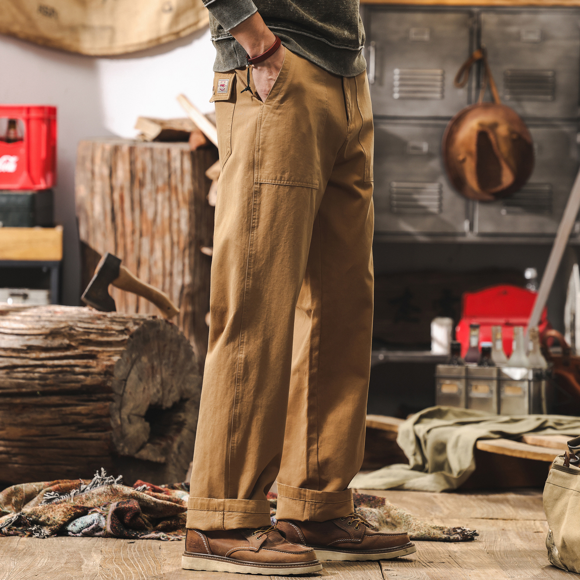 美式復古直筒工裝褲子男2025新款潮牌春季寬鬆闊腿褲美拉德休閒褲