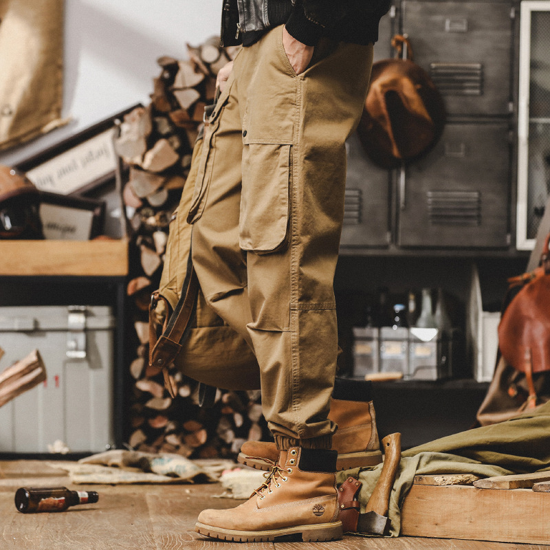 傑雷諾美式複古寬松工裝褲男2024新款多袋傘兵褲子男秋季休閑長褲