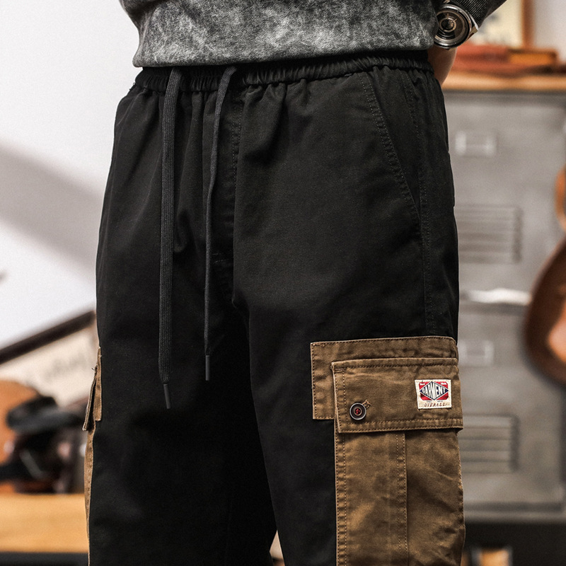 美式復古工裝褲男秋季高感寬鬆多色直筒褲男士大款休閒褲