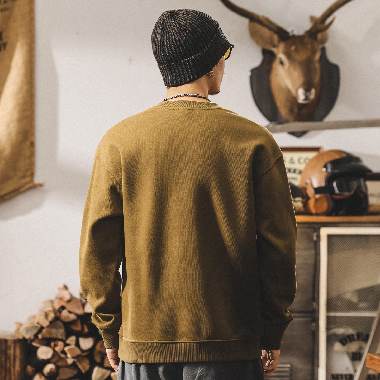 美式復古360g重磅衛衣男寬鬆大碼男裝2025新款做舊水洗秋季上衣男