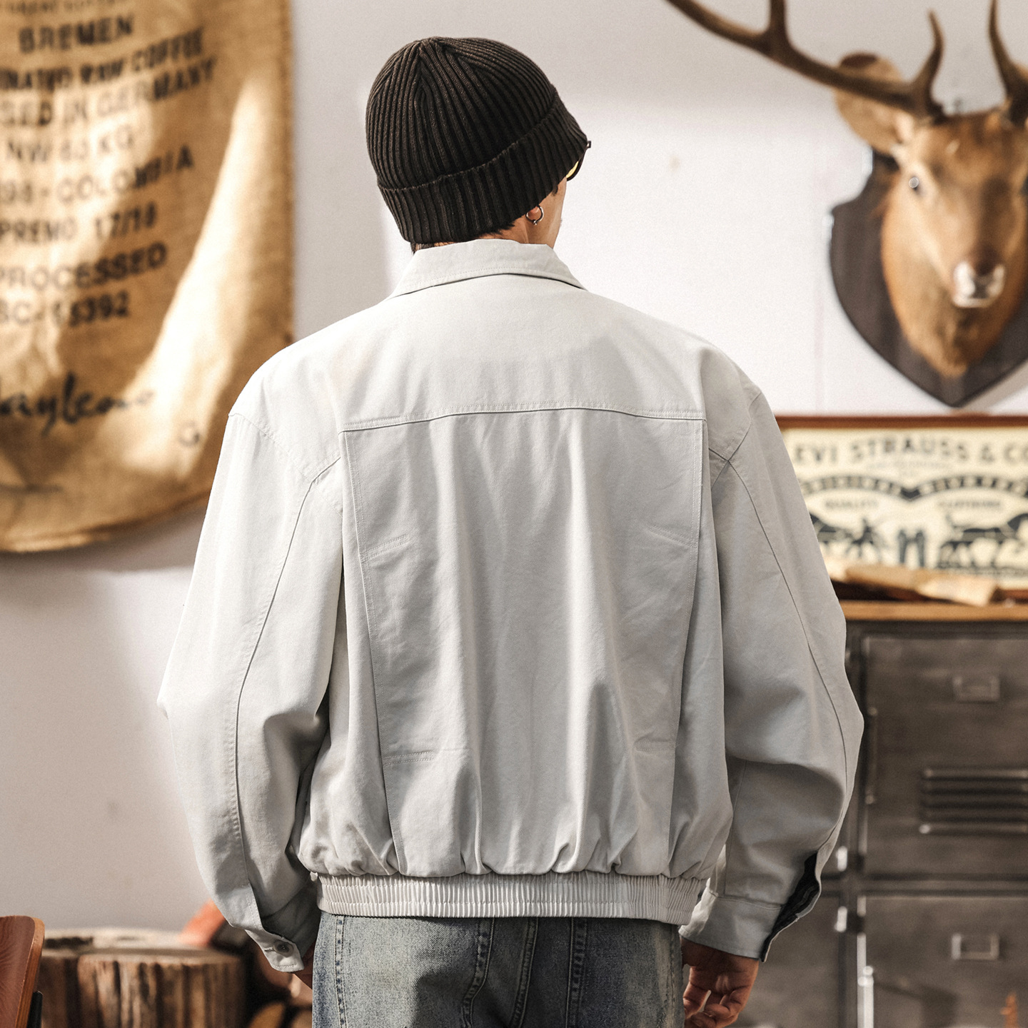 美式復古老錢風外套男寬鬆春秋2025新款款帥氣短款男神行政夾克男