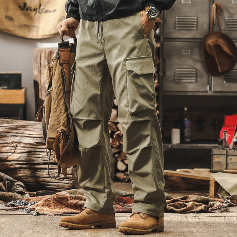 美式復古工裝褲子男2024新款戶外機能寬鬆傘兵褲男士秋季休閒長褲