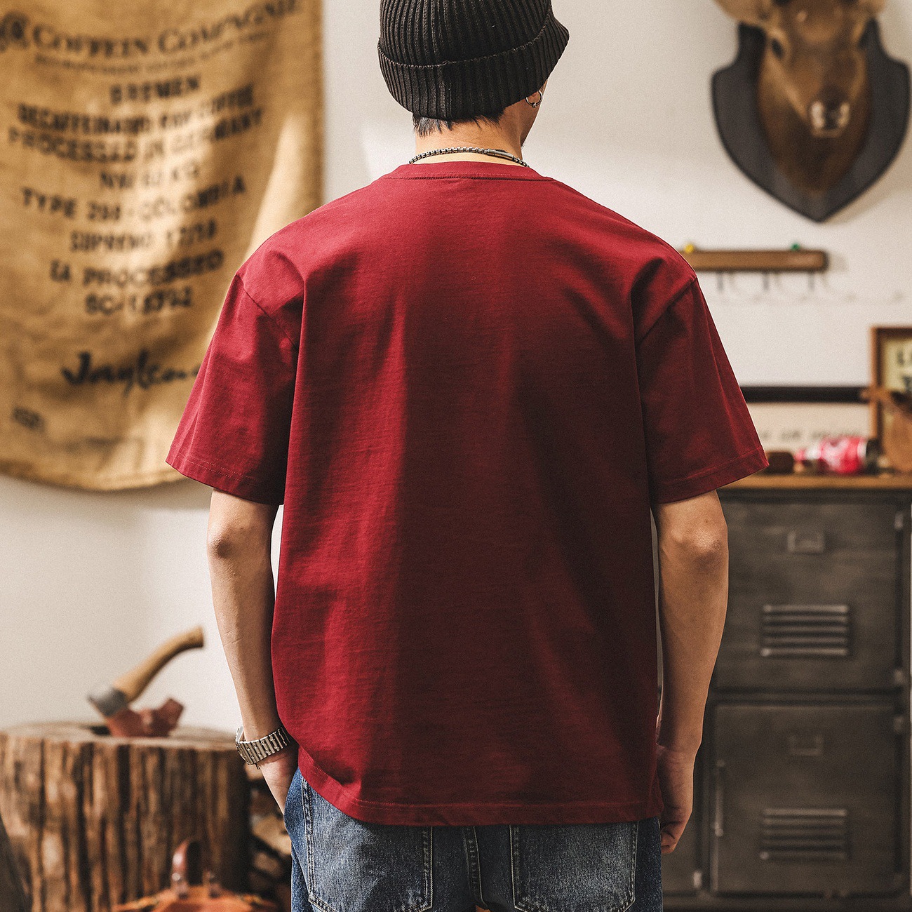 美式復古300g重磅T恤男夏季短袖男士潮流漸變水洗寬鬆上衣男