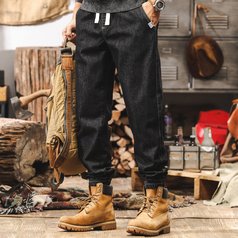 活性染不掉色牛仔褲男美式丹寧水洗褲子秋季2024新款直筒休閒長褲