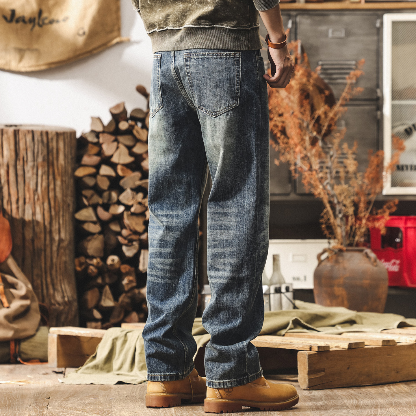 美式復古水洗牛仔褲男春季2026新款潮牌寬鬆休閒長褲男士直筒褲子