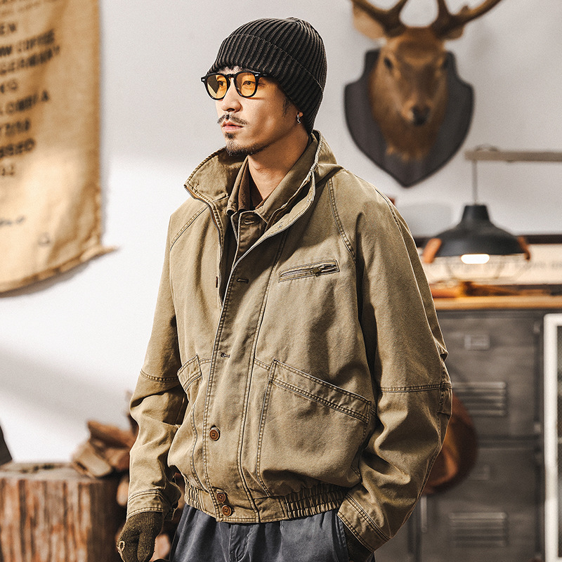美式復古重磅工裝夾克男春季2025新款潮牌做舊水洗底特律外套