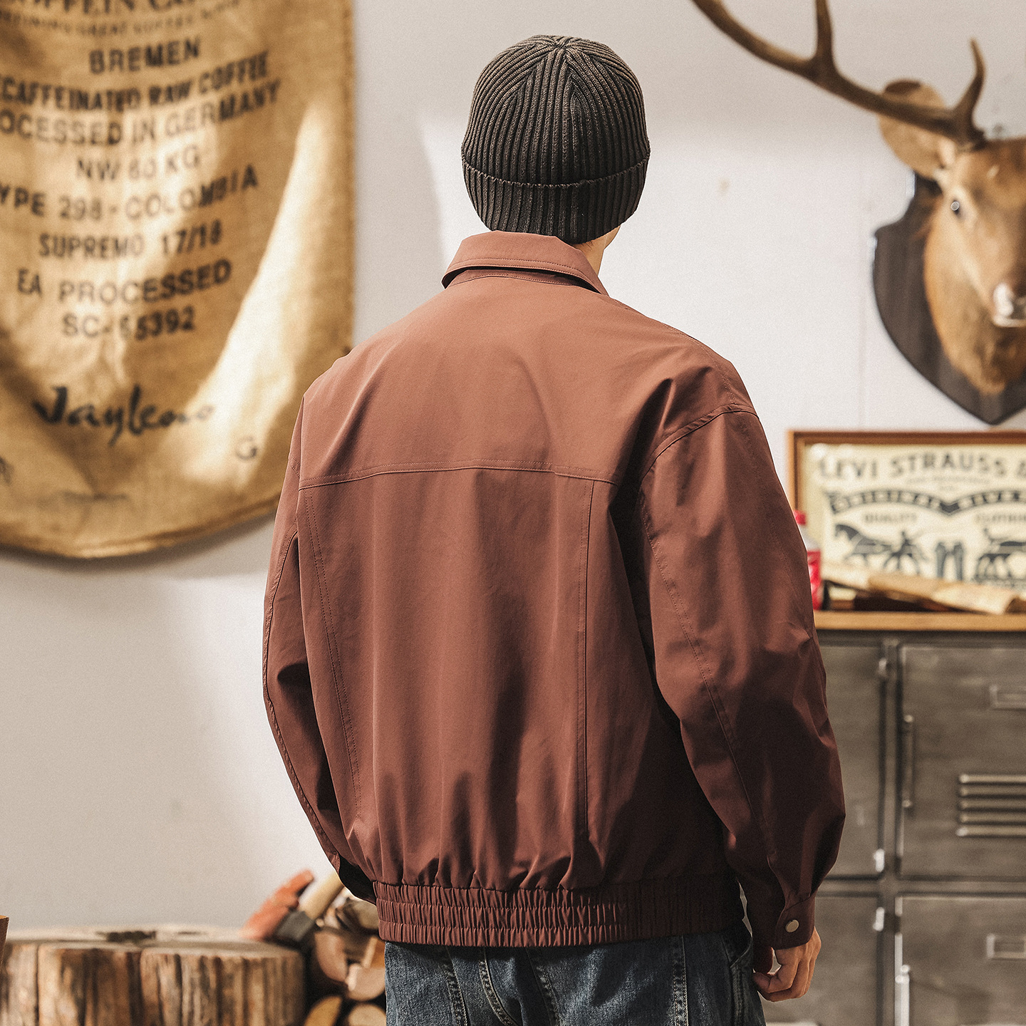 美式復古工裝行政夾克男秋春2025新款通勤寬鬆休閒飛行員外套男款