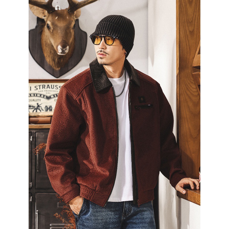 美式復古絨感工裝夾克男春秋新款重磅硬漢阿美咔嘰外套男士秋冬款