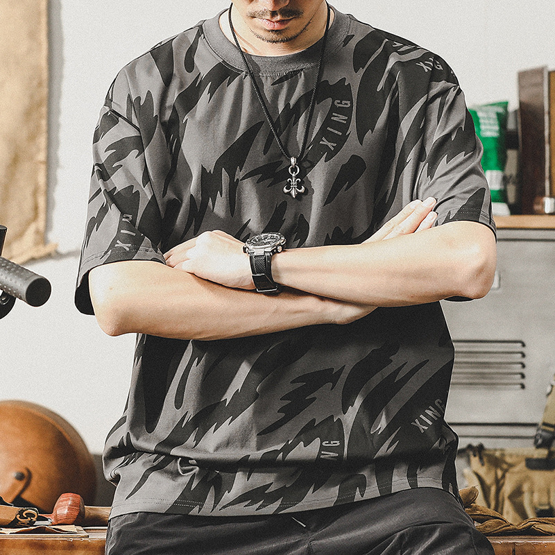 杰雷諾冰絲T恤男短袖夏季2024潮牌美式圓領冰感半袖體恤上衣薄款