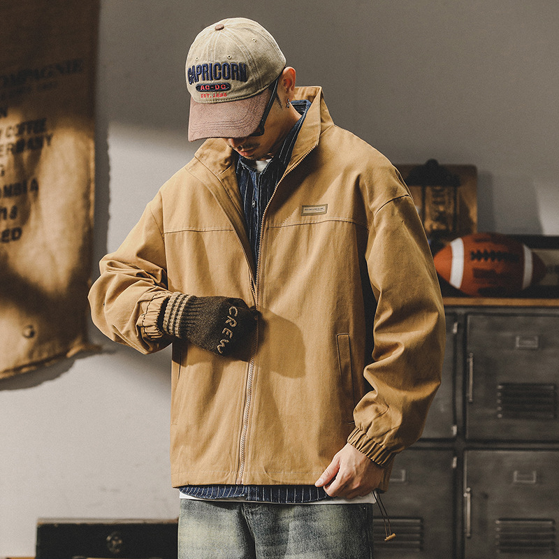 杰雷諾美式復古潮牌工裝夾克男寬鬆大碼秋冬款硬漢教練休閒外套男