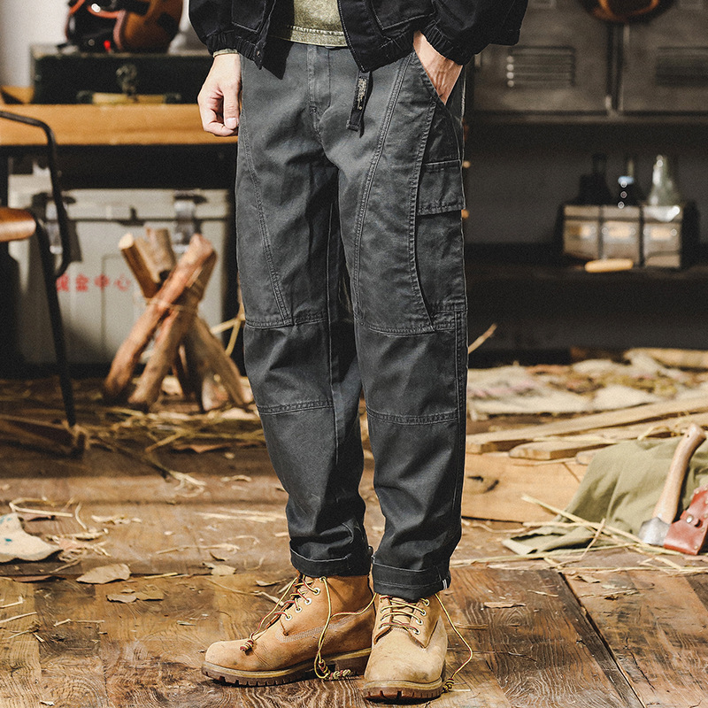 美式復古工裝褲子男秋冬款寬鬆直筒2024年潮牌戶外機能男士休閒褲