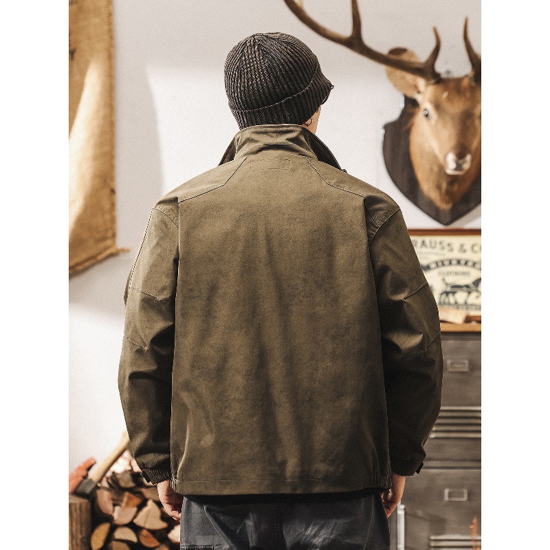 美式復古髒染潮流外套男春秋2025新款戶外防風秋季美拉德工裝夾克