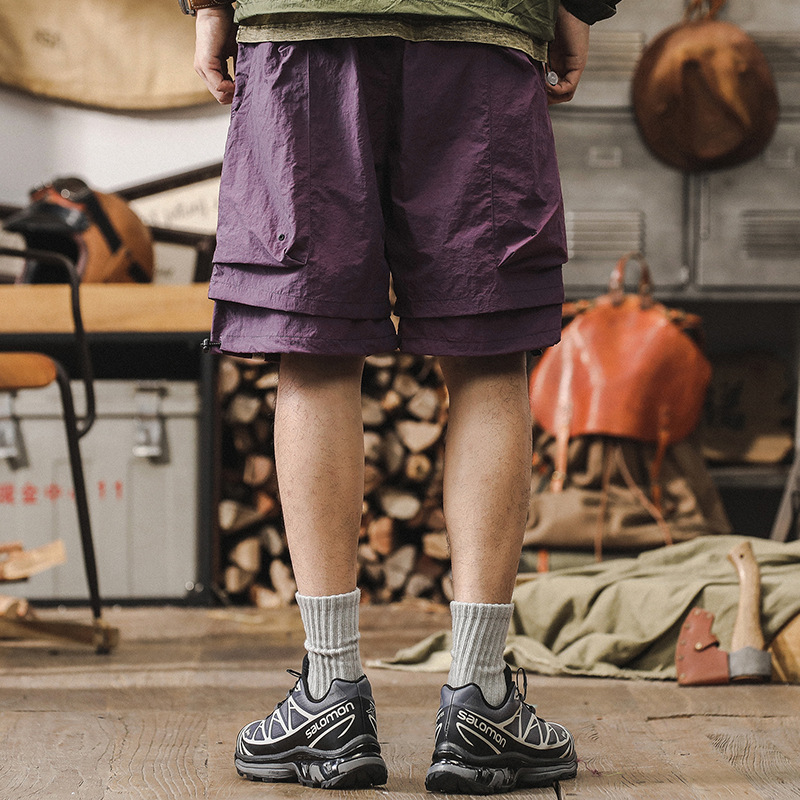 夏季涼感工裝短褲男戶外防水速乾運動機能大口袋男潮流休閒五分褲