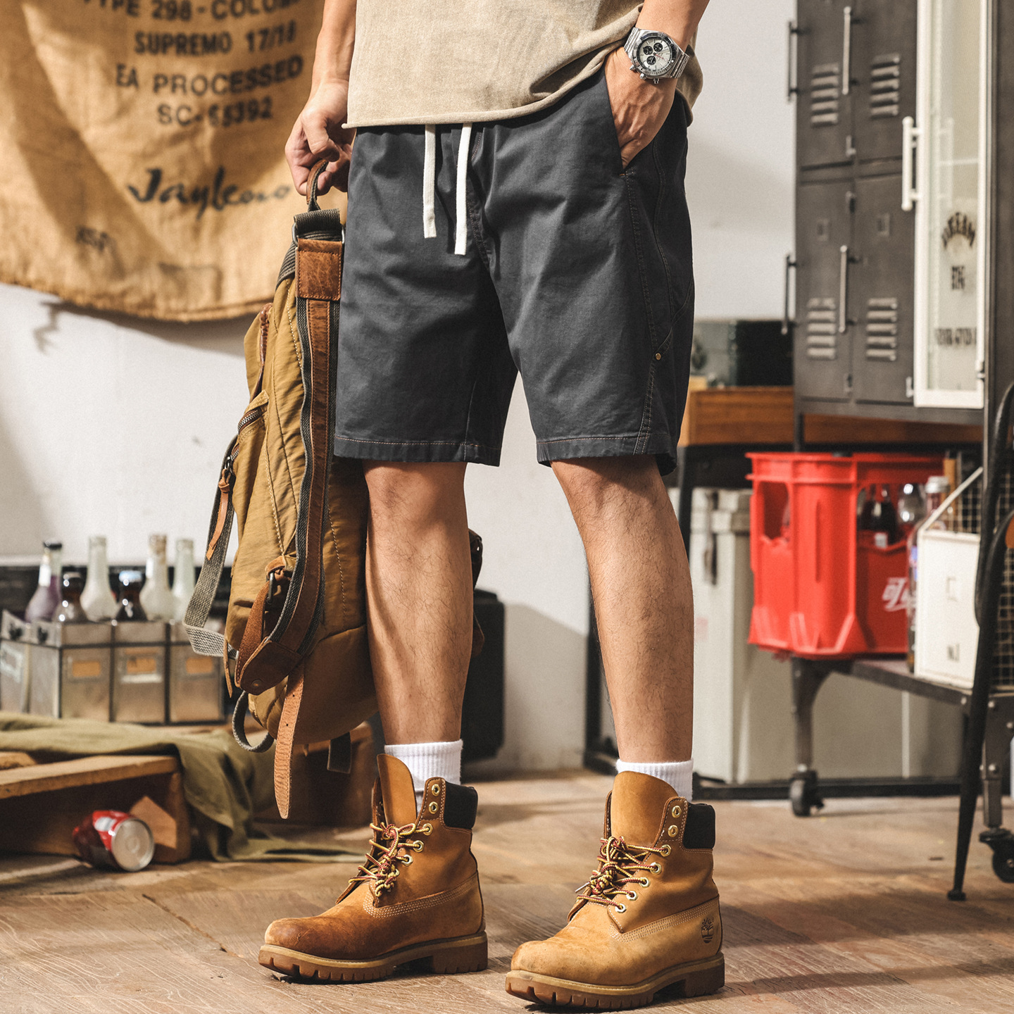 美式復古戶外運動短褲男新款夏季潮牌寬鬆五分褲直筒薄款休閒中褲