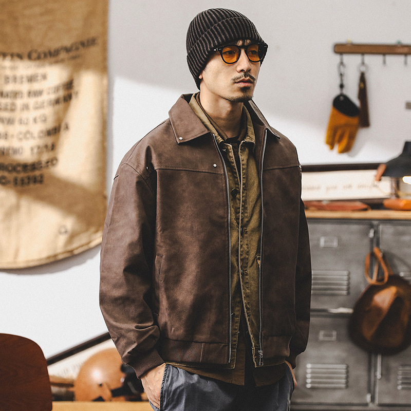美式復古皮夾克男寬鬆美拉德皮衣秋季潮牌痞帥機車服外套男春秋款