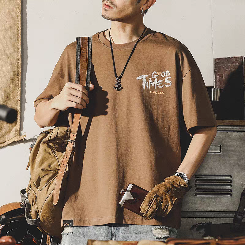 黑色短袖t恤男夏季寬鬆大碼男裝ins潮牌2023新款男士半袖純棉體恤