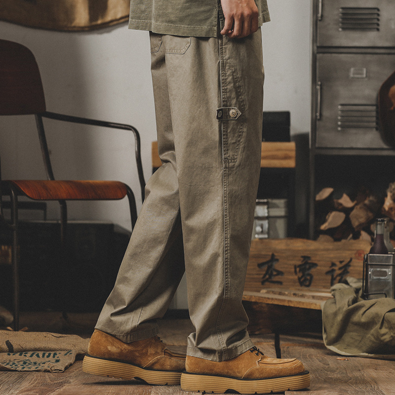 傑雷諾美式工裝褲子男春秋款寬鬆潮牌男士休閒褲秋季闊腿直筒褲男