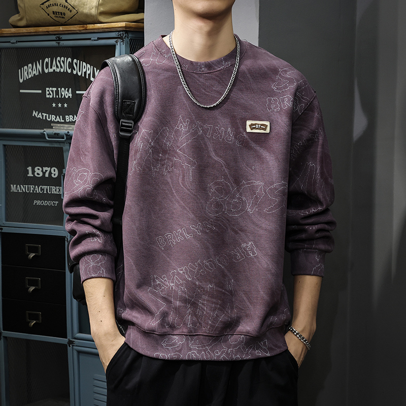 2025新款秋季重磅雲染水洗衛衣男美式痞帥長袖上衣春秋休閒外套潮