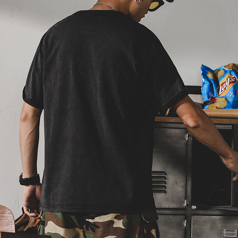 美式250g重磅T恤男短袖夏季ins潮流復古酵磨寬鬆基礎款打底衫