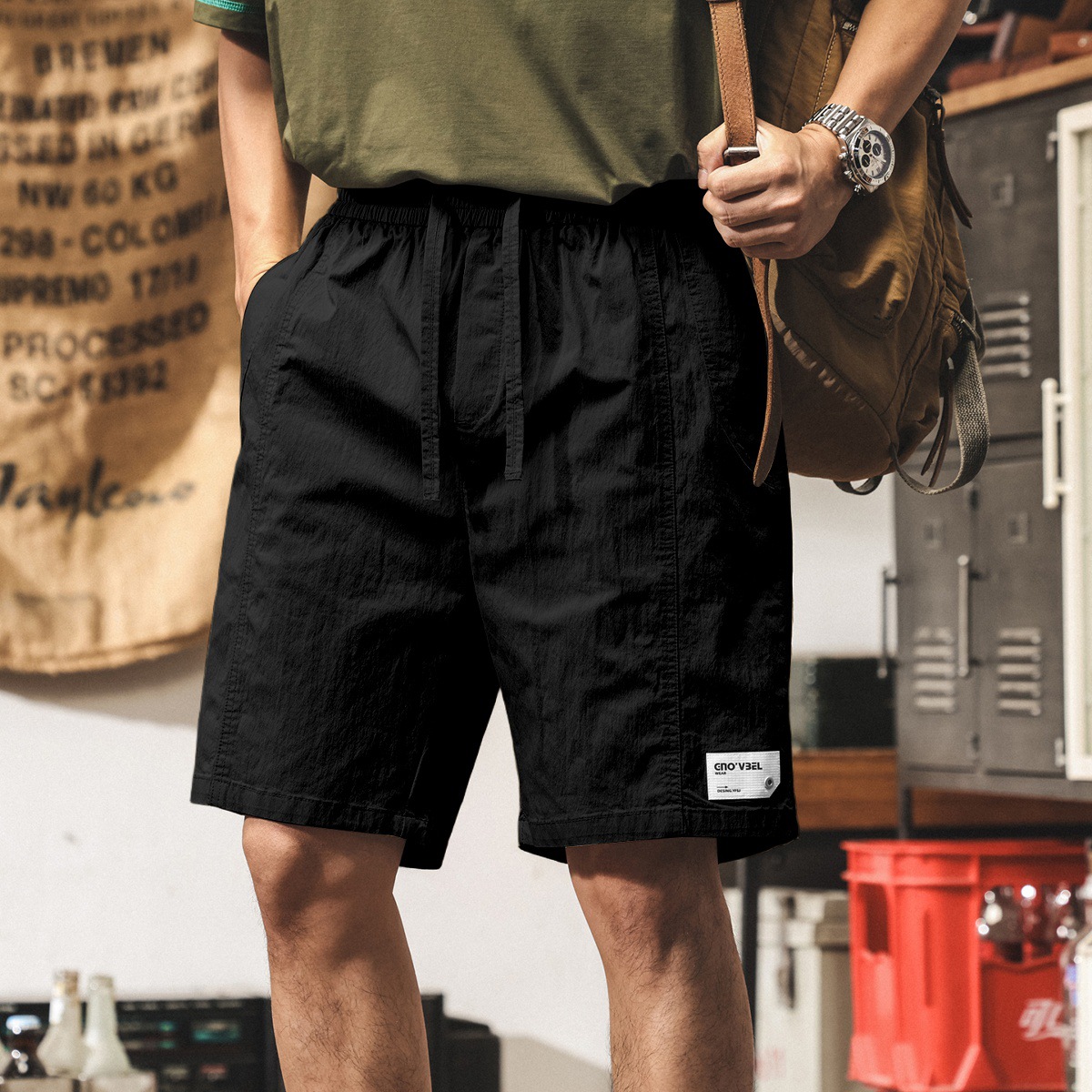 卡其色工裝短褲男夏季2025新款寬鬆速幹五分褲男士潮牌休閒中褲潮