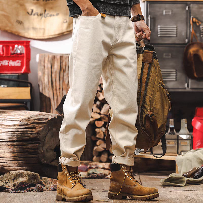 春季活性染不掉色牛仔褲男直筒2024新款美式經典原色水洗休閒褲男