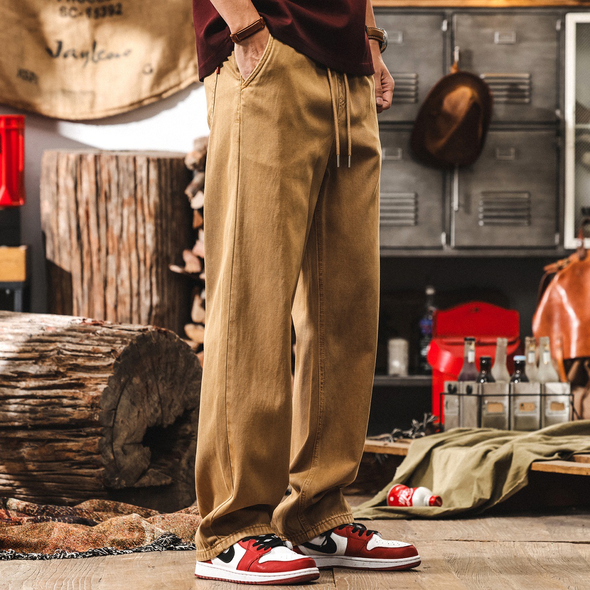 萊賽爾天絲鬆弛感牛仔褲子男秋季直筒薄款闊腿褲寬鬆男士休閒長褲