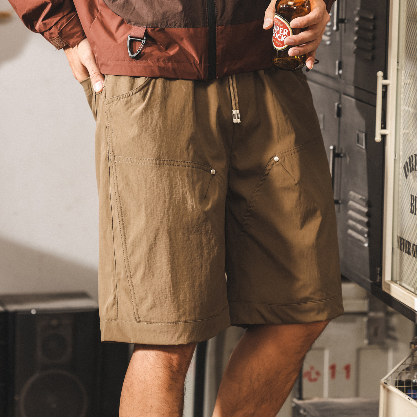 美式復古卡其色工裝短褲男夏季新款戶外速幹五分褲寬鬆潮牌中褲子