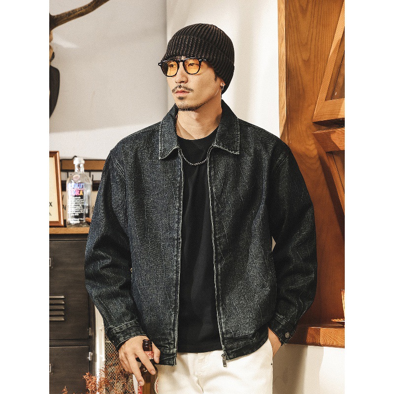 美式復古扎染水洗牛仔外套男秋季2025新款潮流痞帥休閒寬鬆夾克男