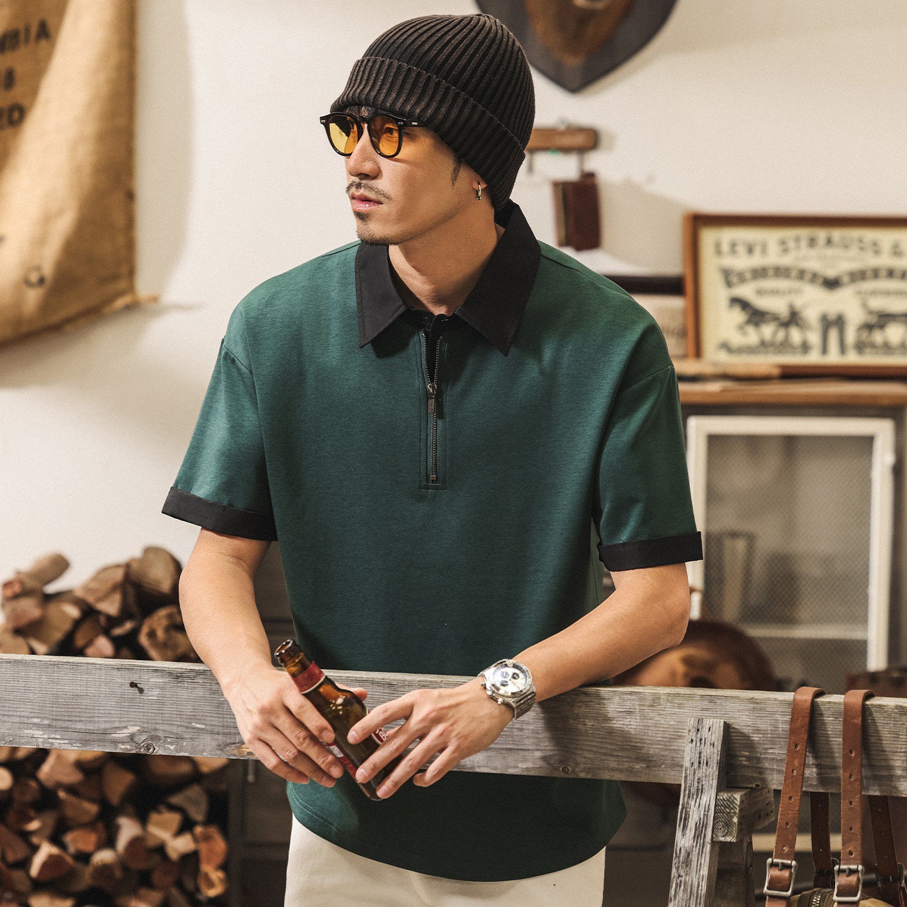 莫代爾涼感糯滑果凍棉T恤男夏季短袖男款寬鬆大碼美式潮牌上衣男