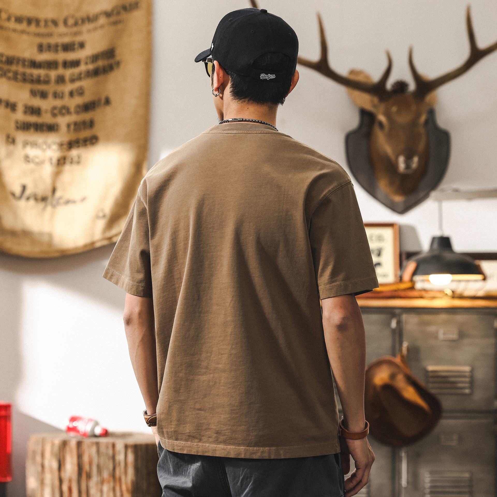 260g重磅水洗做舊美式短袖男款夏季T恤2025新款潮牌寬鬆上衣