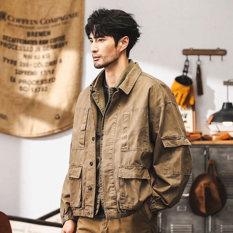 美式重磅復古牛仔外套男春秋款戶外工裝寬鬆潮牌秋季硬漢獵裝夾克