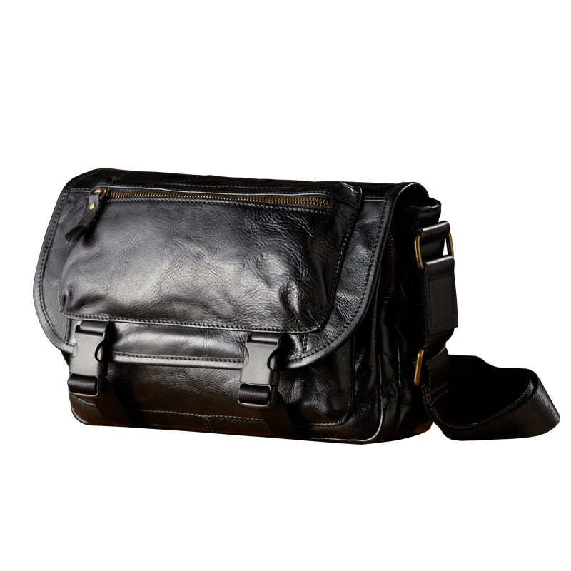 手工真皮男士單肩斜挎包復古頭層植鞣牛皮大容量休閒個性郵差包潮