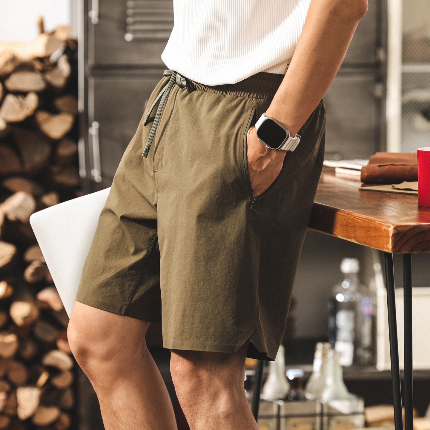 美式復古夏季薄款短褲男2025新款純色時尚潮牌百搭寬鬆透氣男中褲