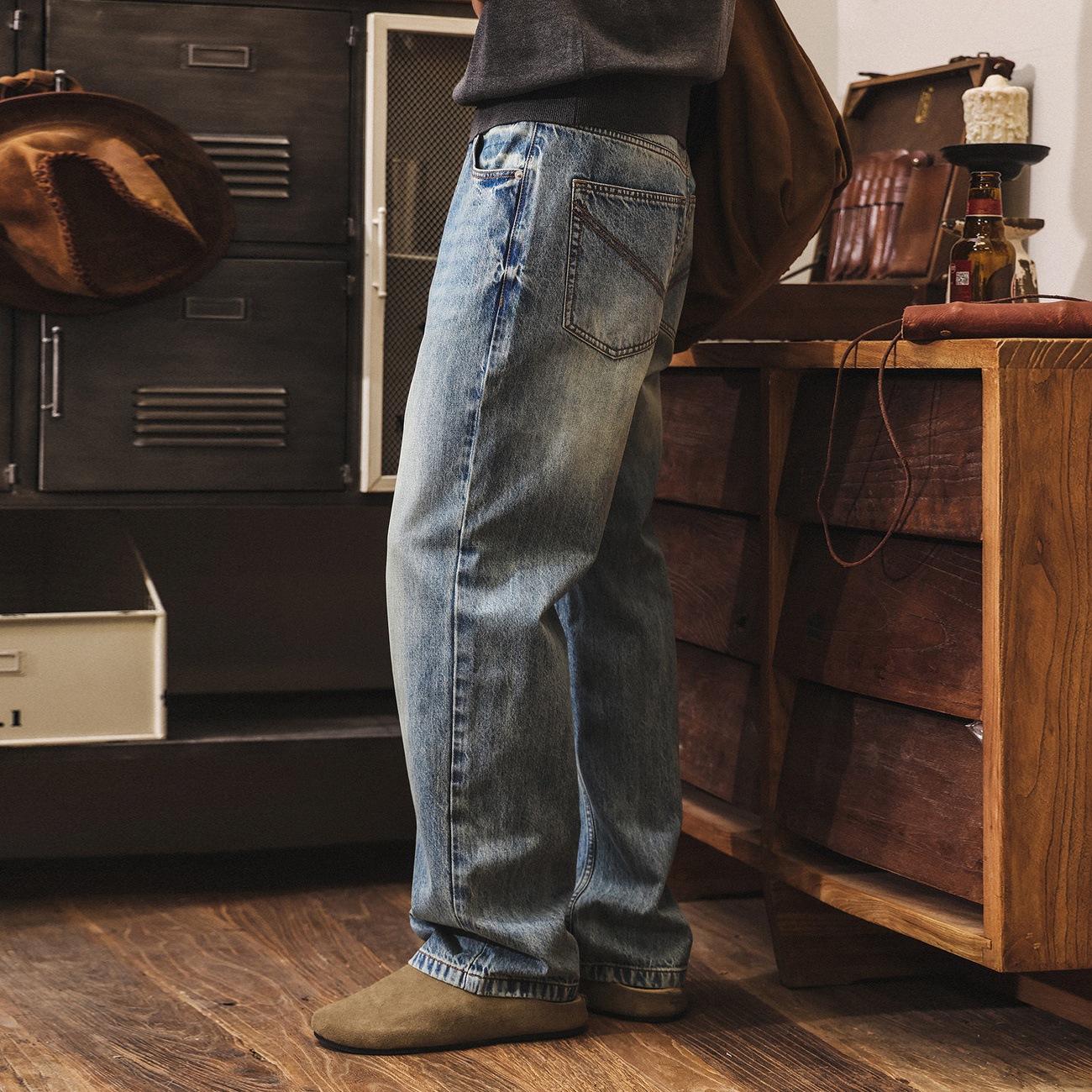 美式復古直筒牛仔褲男款春季潮牌水洗休閒褲2026新款寬鬆潮流長褲