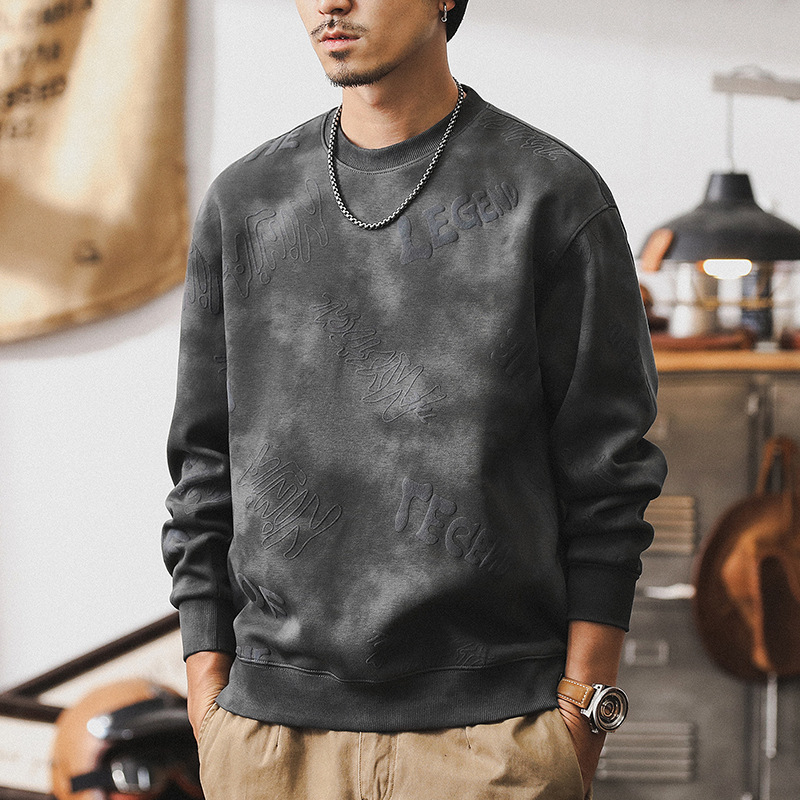 杰雷諾雲染洗褪美式重磅衛衣男秋季2024新款寬鬆復古痞帥上衣男裝