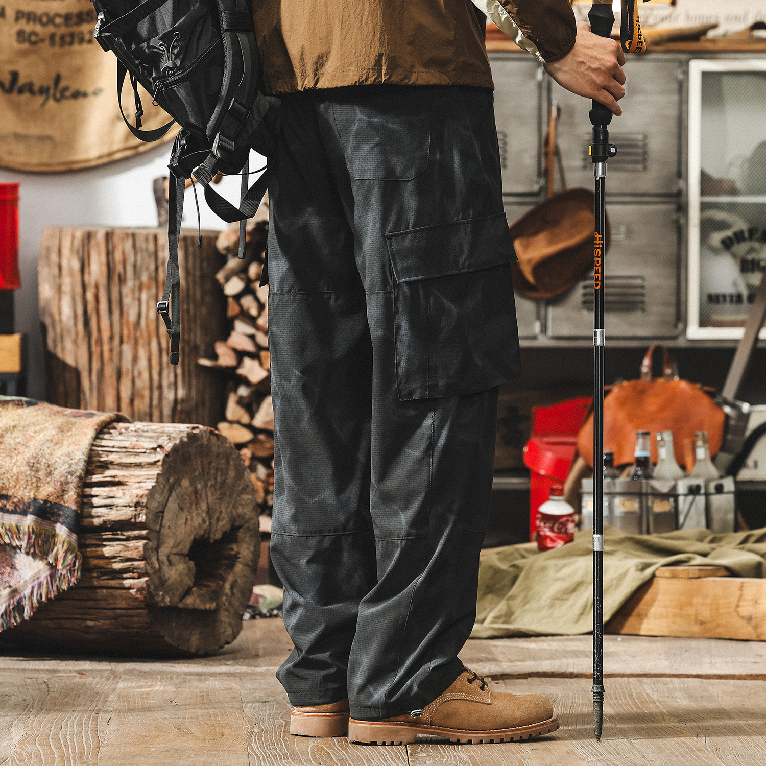 美式戶外冰絲薄款迷彩工裝褲男2025新款夏季寬鬆直筒速干休閒褲子