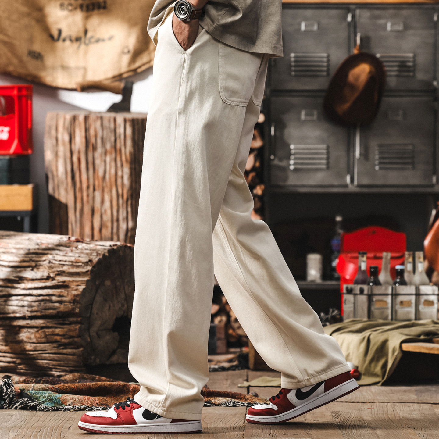 萊賽爾天絲鬆弛感牛仔褲子男秋季直筒薄款闊腿褲寬鬆男士休閒長褲