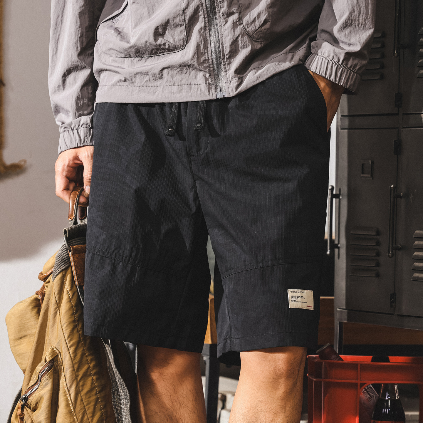 美式戶外速幹黑色短褲男夏季新款潮流中褲百搭寬鬆直筒休閒五分褲