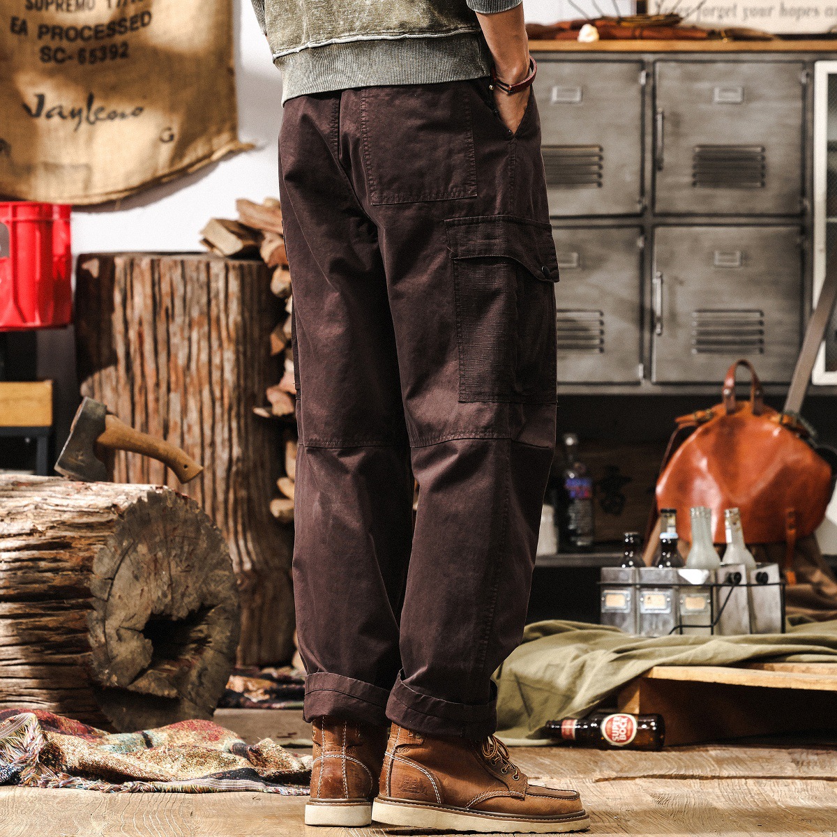 美式復古潮牌耐磨工裝褲子男2025秋季新款戶外寬鬆直筒男士休閒褲