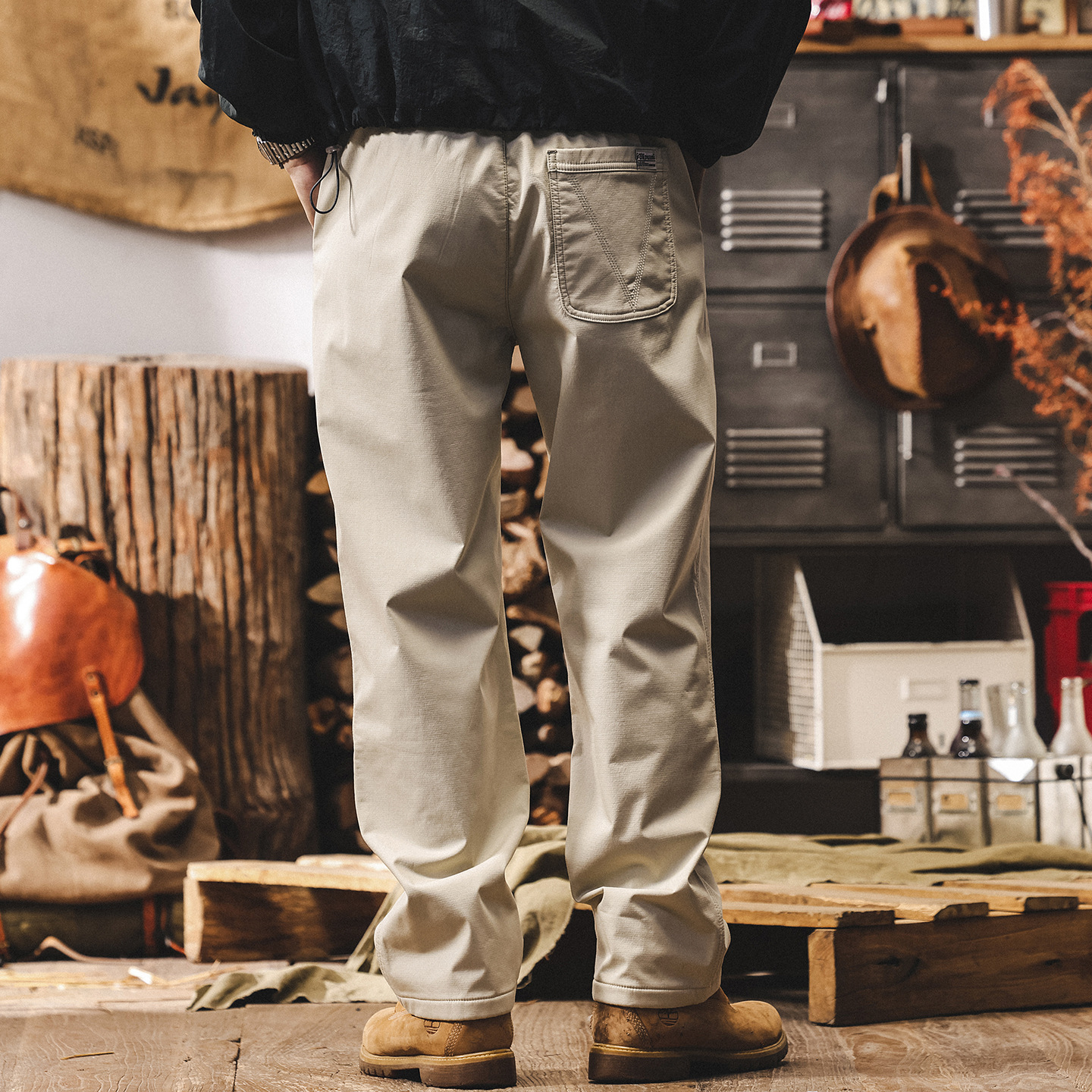 美式復古直筒加絨褲子男士2025新款冬季加厚潮牌男褲寬鬆休閒長褲