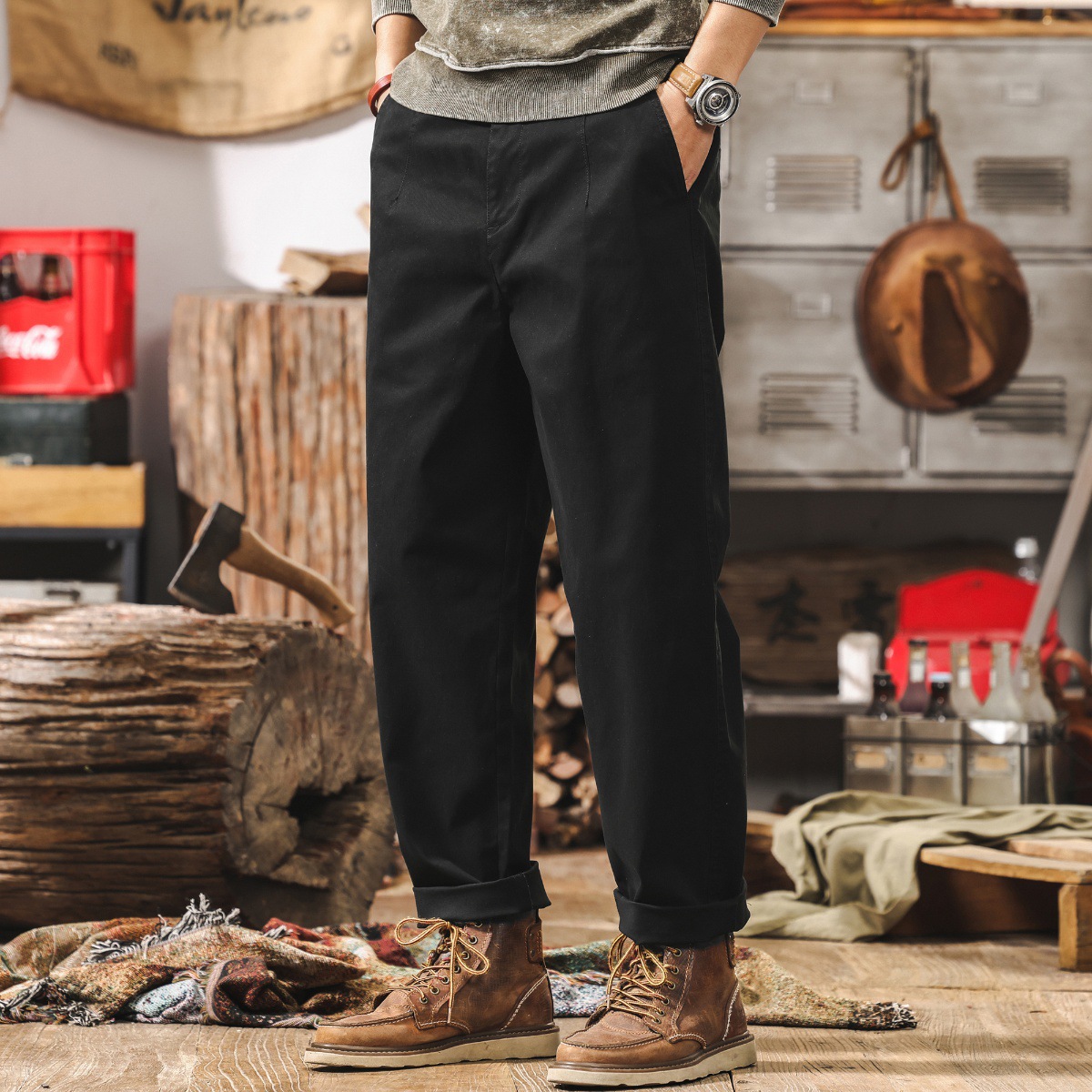 美式復古工裝褲子男潮牌春季阿美咔嘰奇諾褲美拉德寬鬆直筒休閒褲