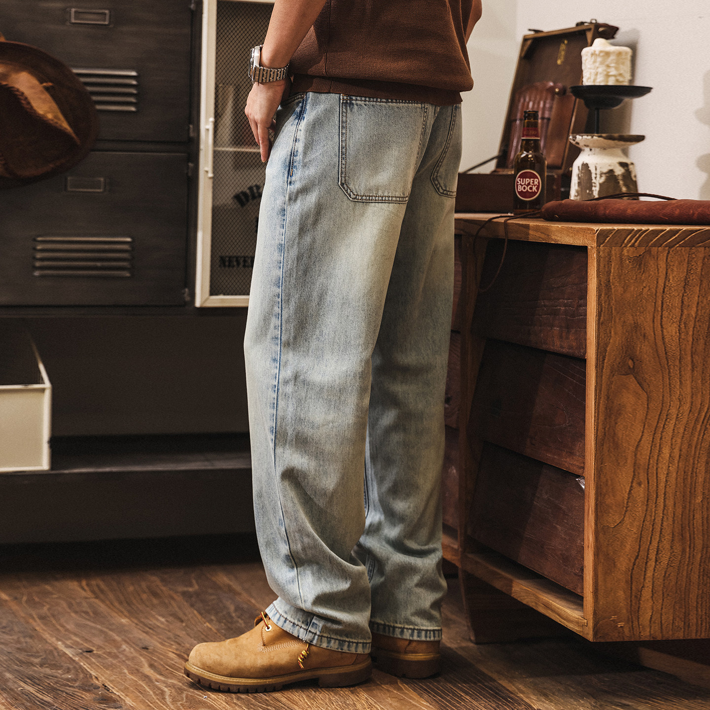 天絲萊賽爾薄款牛仔褲男直筒2026新款美式復古春季潮牌寬鬆休閒褲