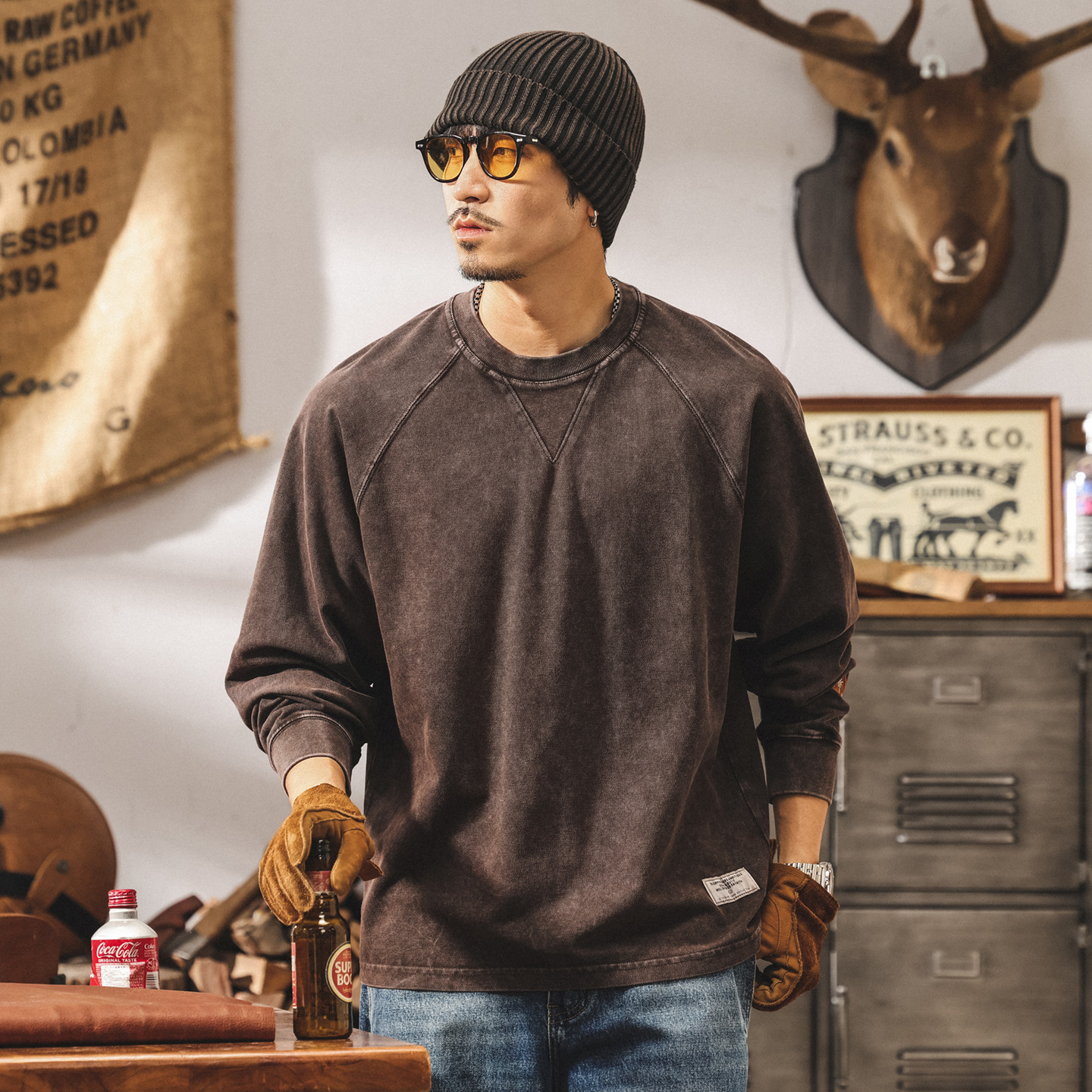 美式復古長袖t恤男2025新款潮牌男裝硬漢280g重磅寬鬆秋季上衣男T