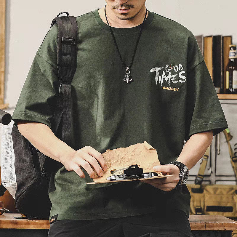 黑色短袖t恤男夏季寬鬆大碼男裝ins潮牌2023新款男士半袖純棉體恤