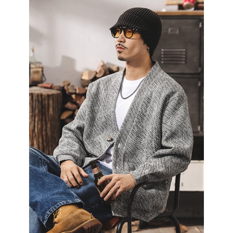 美式復古400g重磅開衫衛衣男春秋款寬鬆潮牌針織衫男秋季男士外套