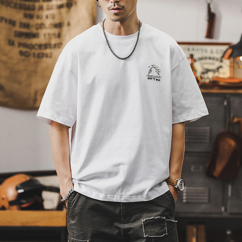 杰雷諾重磅白色短袖T恤男士夏季2024新款潮牌潮流大碼美式衣服男