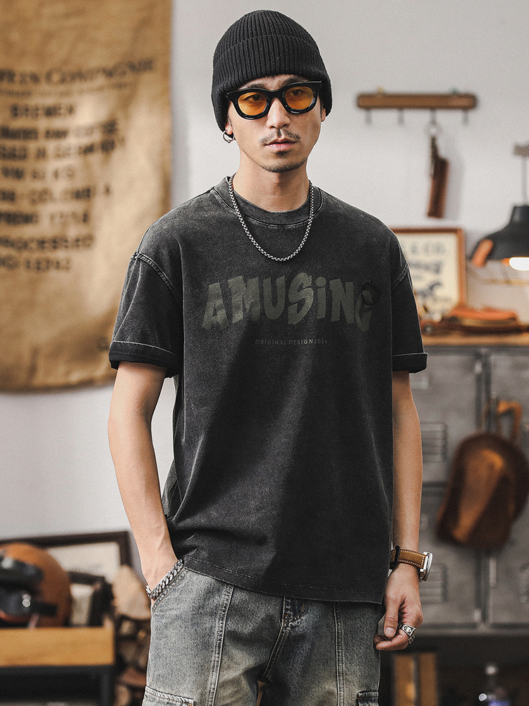 美式230g重磅T恤男2024新款夏季短袖男士潮流復古寬鬆上衣男