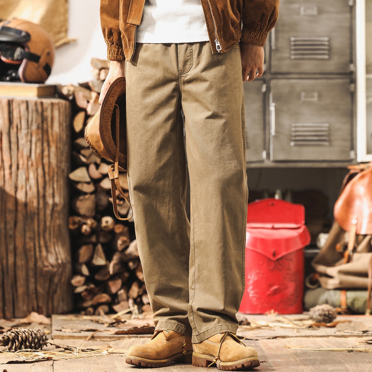 美式復古簡約工裝褲男2025新款秋季休閒褲子男士潮牌寬鬆直筒長褲