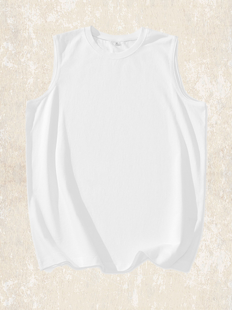 260g重磅純色基礎款運動健身背心男夏季美式簡約大碼無袖T恤