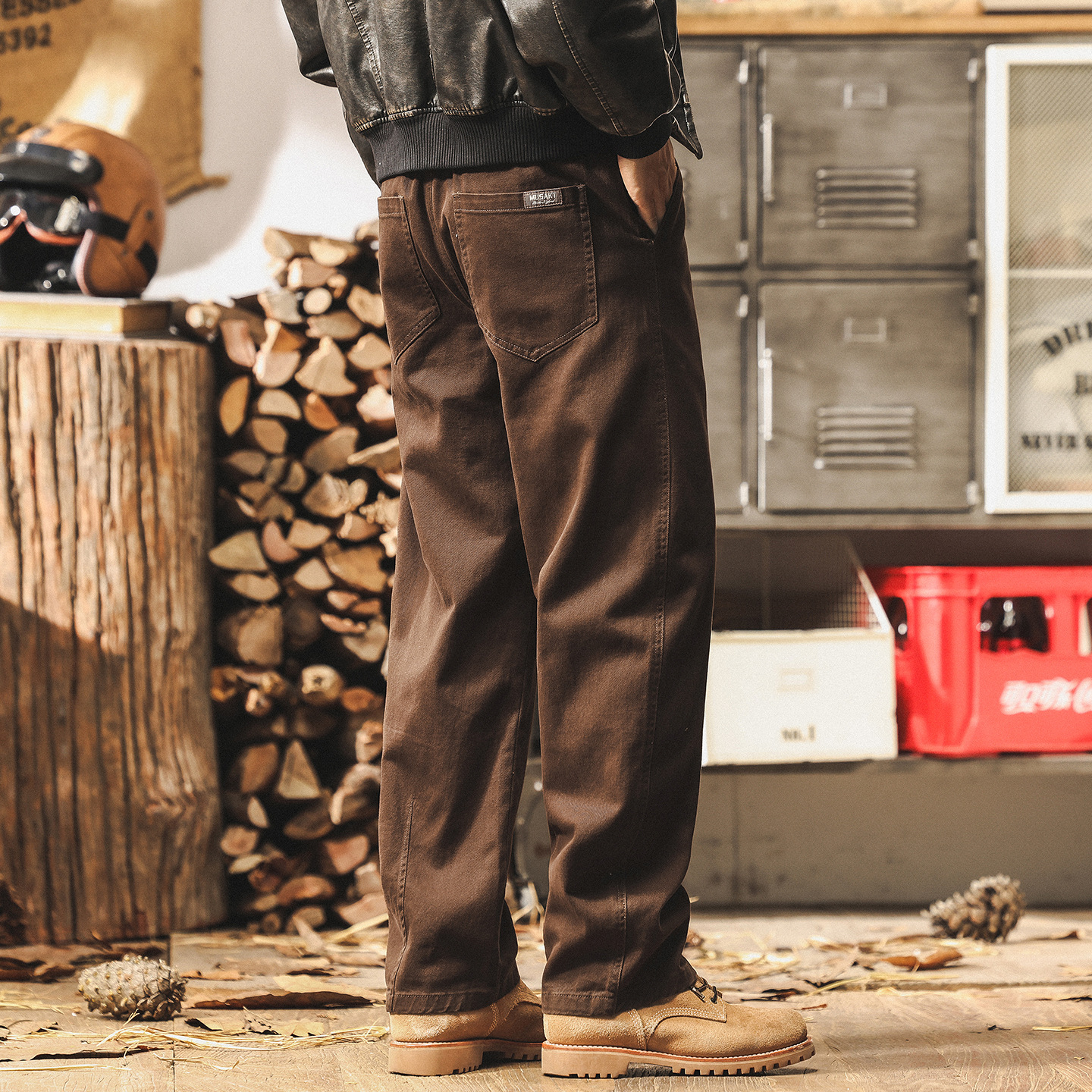 美式復古工裝褲子男秋季2025新款潮牌美拉德咖色寬鬆直筒休閒長褲